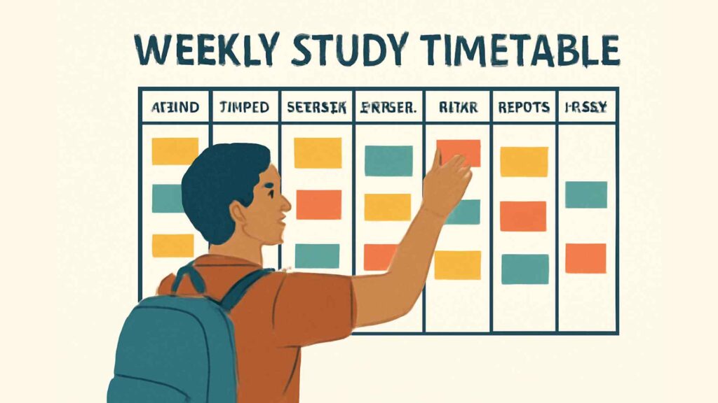 How Many Attempts for JEE Mains: Complete Guide for 2026 4 creating a colourful weekly study timetable on wall.jee mains 2026
